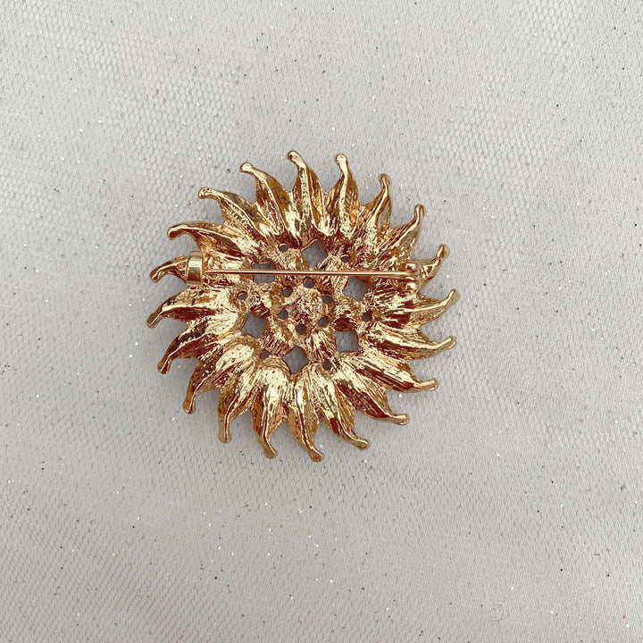 sunflower brooch gold pin back