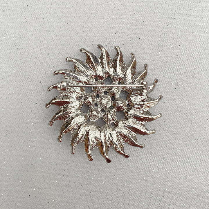 sunflower brooch silver pin back