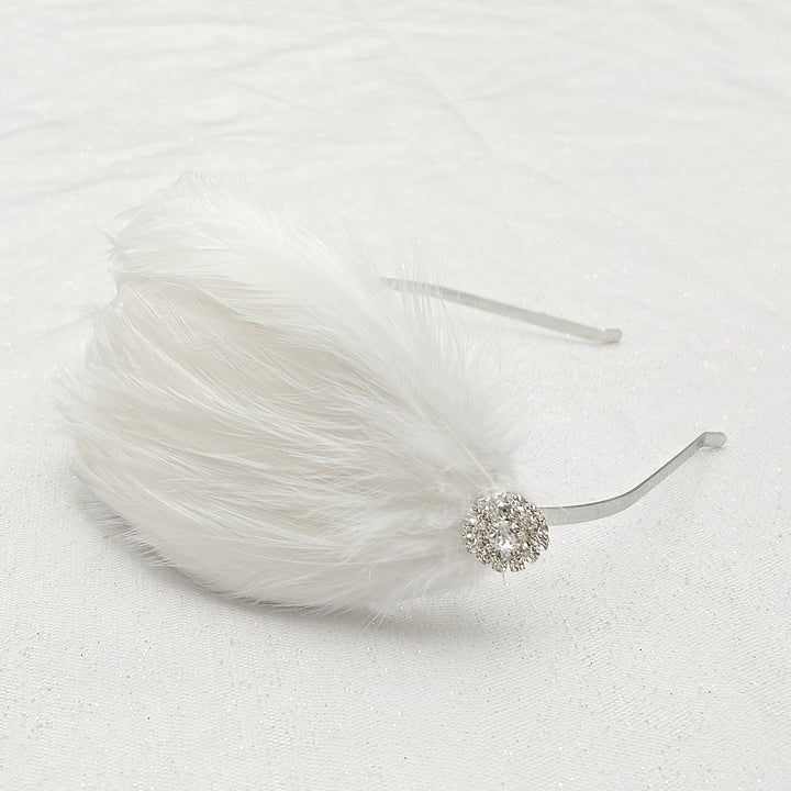 White fascinator feather headband hair band