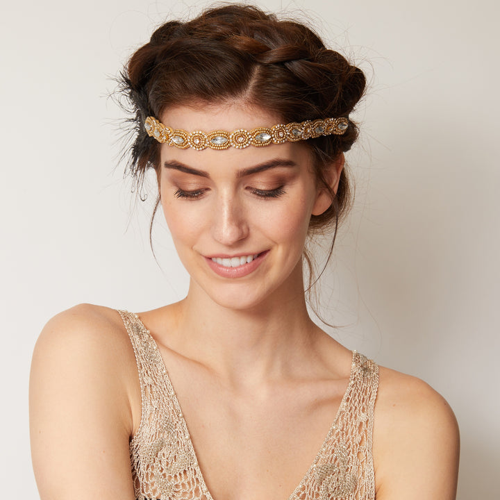 1920s headband with gold beading