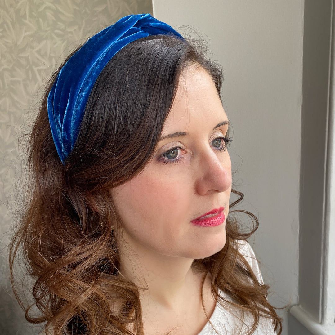 Blue Headband Velvet Headband Knot Hair Band Alice Band