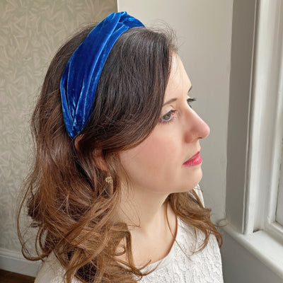 Blue Headband Velvet Headband Knot Hair Band Hair Down