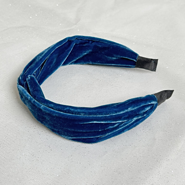 Blue Headband Velvet Headband Knot Hair Band Wedding Guest