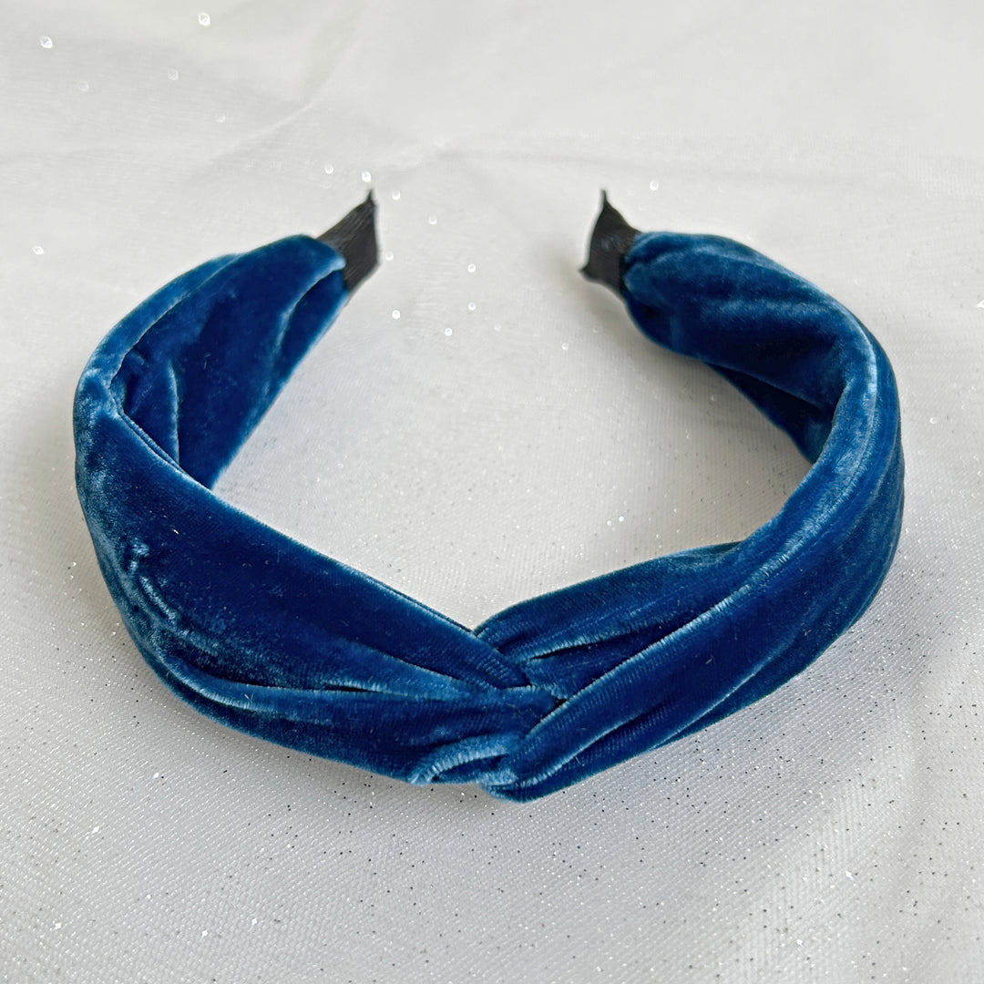 Blue Headband Velvet Headband Knot Hair Band