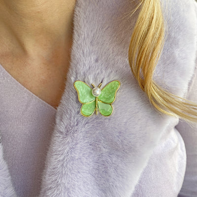 Butterfly brooch green brooch pin
