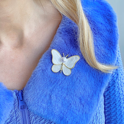 Butterfly brooch pearl brooch pin