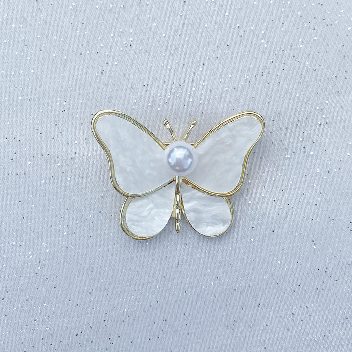 Butterfly brooch pearl brooch