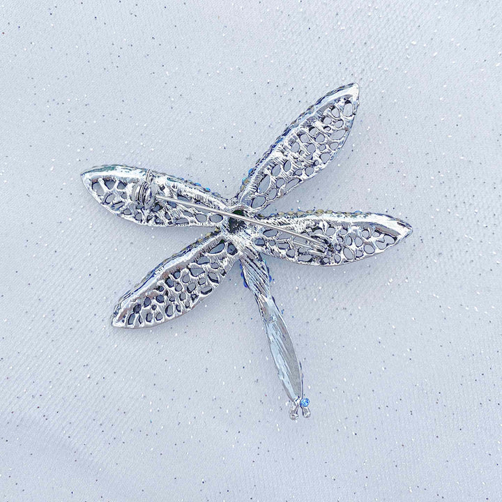 Dragonfly Brooch Blue Silver Pin