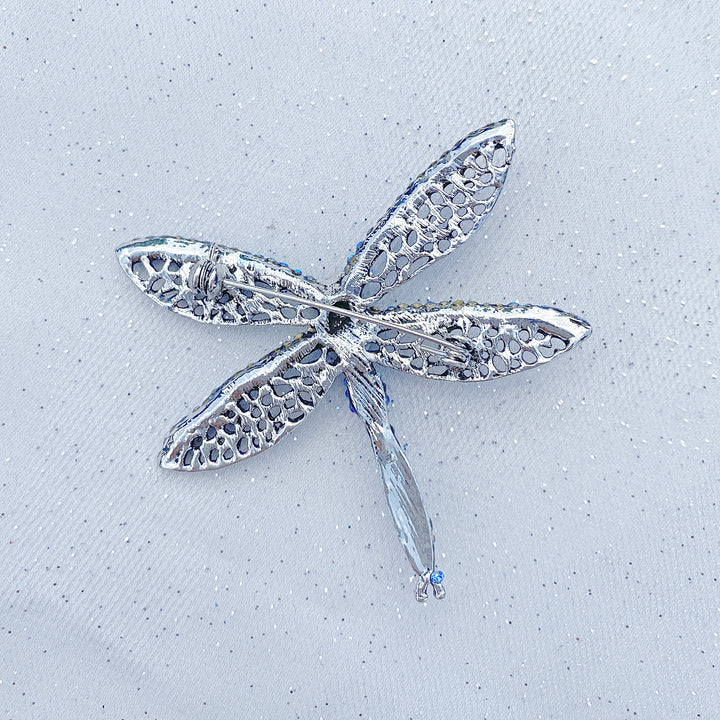 dragonfly brooch in pink and silver