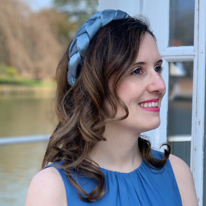 light blue headband braided wedding guest headband