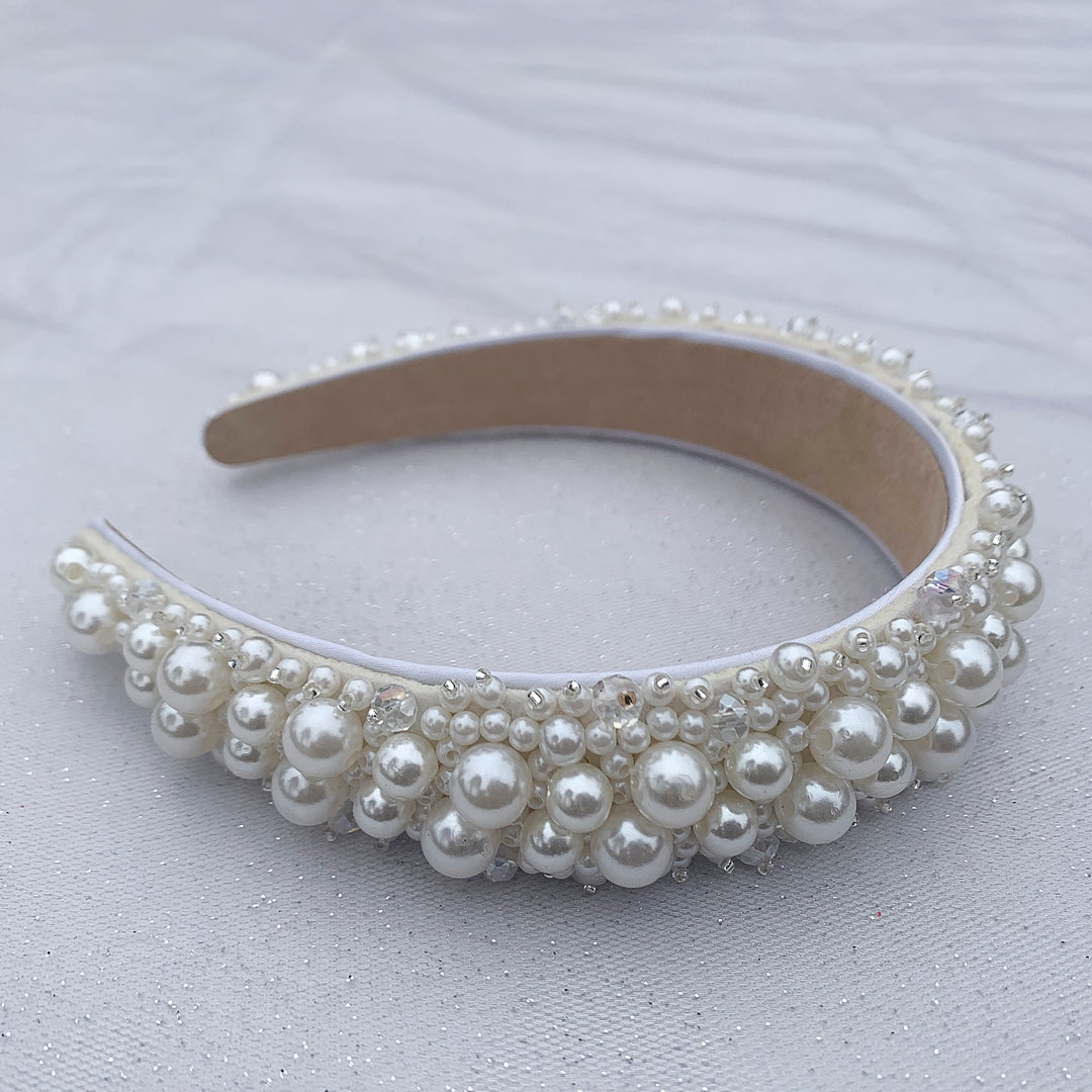 Pearl Headband with Crystal Ivory Sparkly