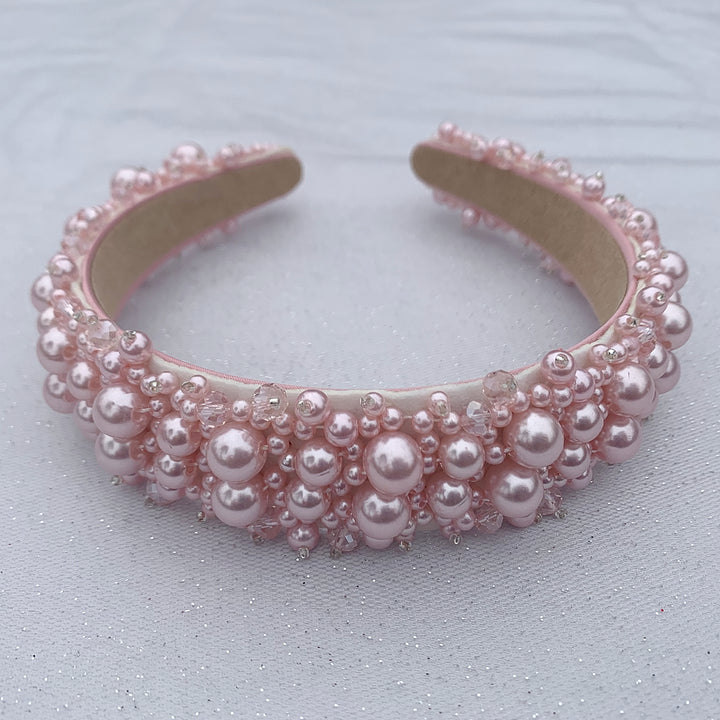 Pearl headband with Crystal Pink