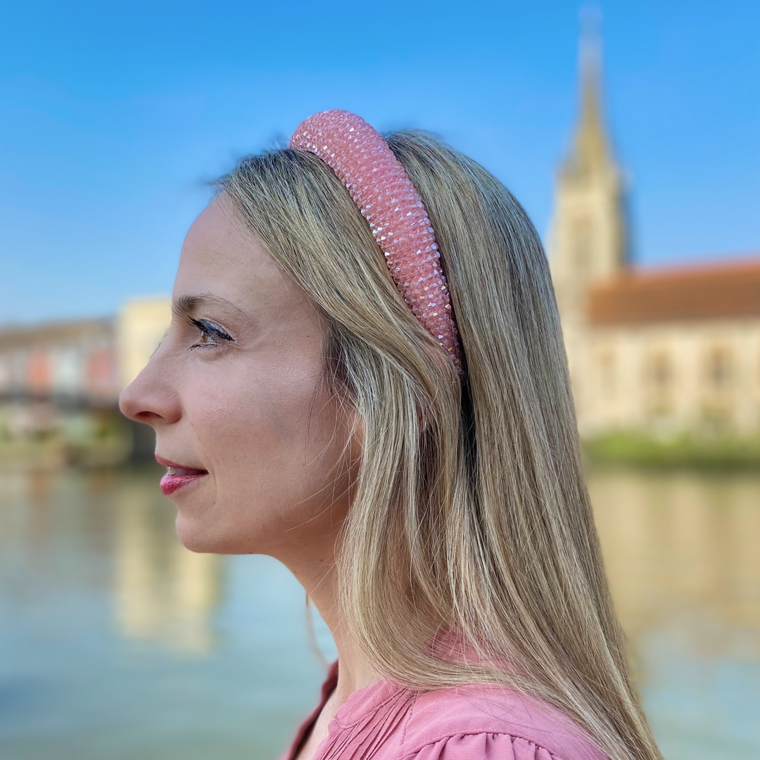 Pink Headband Beaded wedding guest