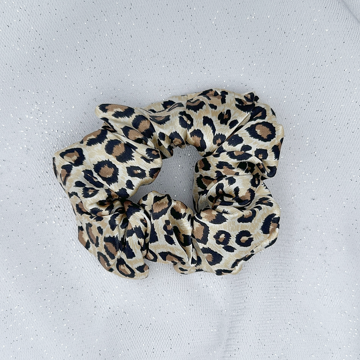 Silk Scrunchie in Leopard Print Mulberry Silk