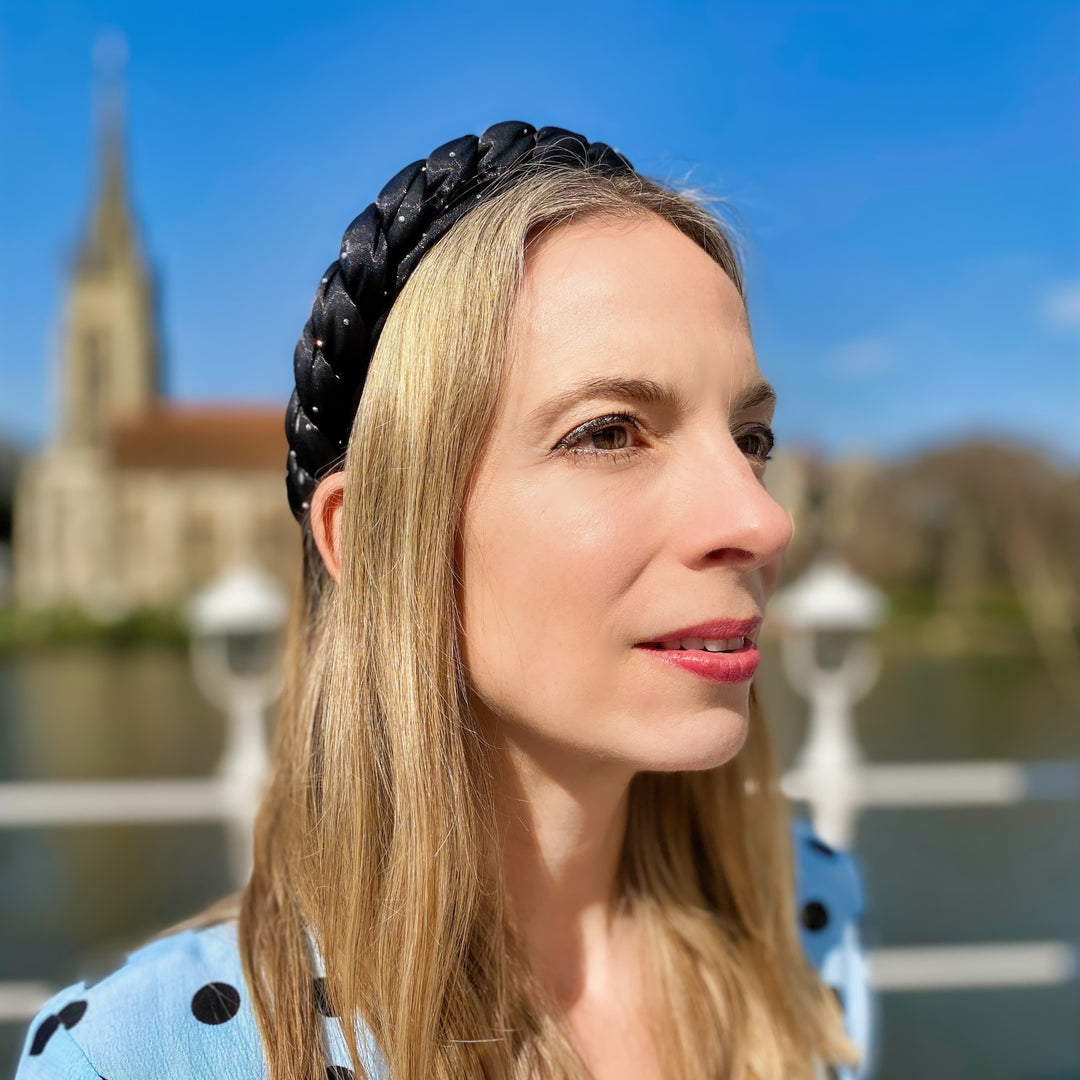 wedding guest headband black hair down