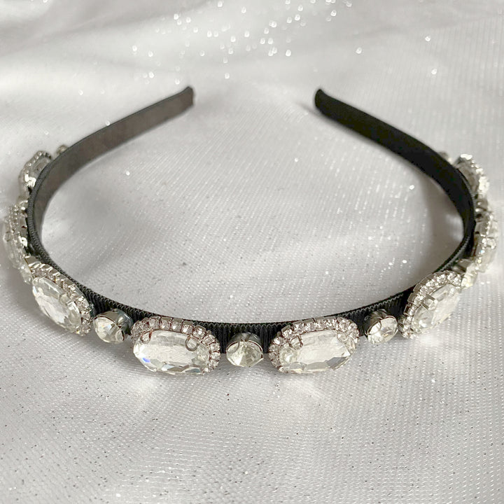 black diamante headband with crystal