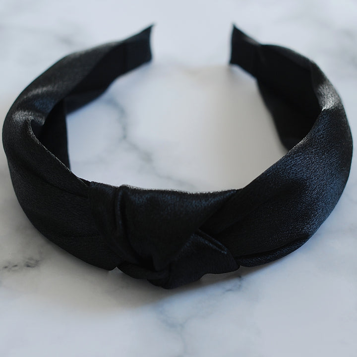 black knot headband in satin