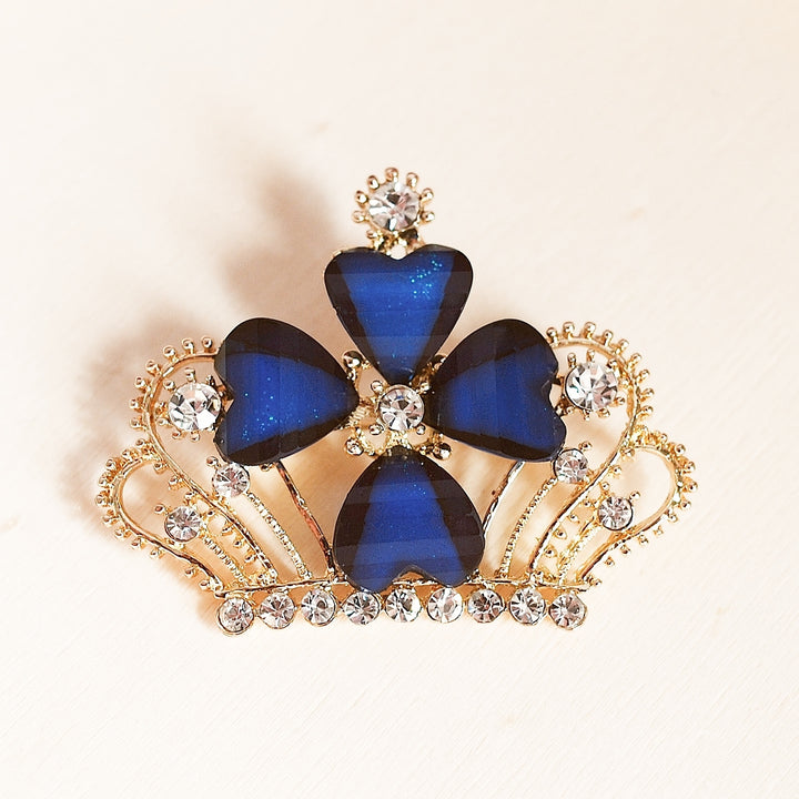 blue brooch with rhinestone 