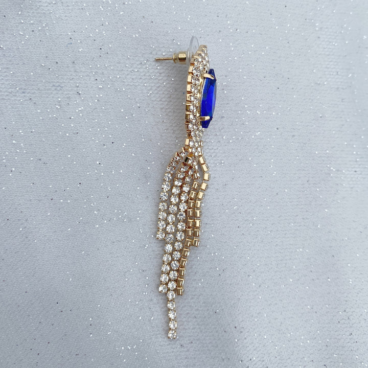 blue earrings diamante earrings gold