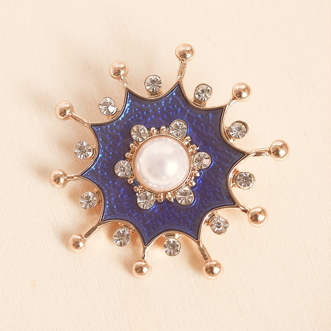blue pearl brooch with crystal