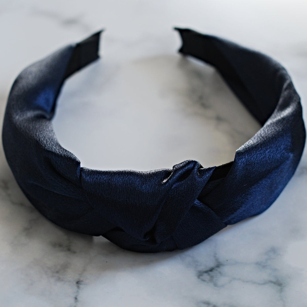 blue turban headband satin