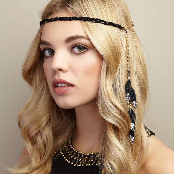 boho headband in black