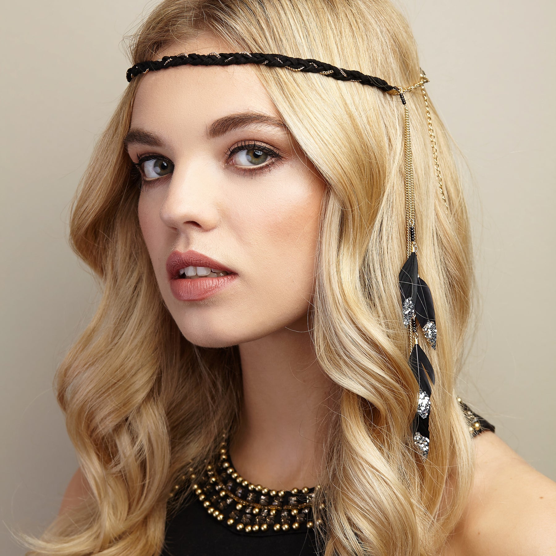 boho head dress CAKURE Boho Feather Headband Gypsy Headpiece Indian Headdress Hippie Hair Access