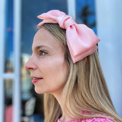 bow headband fascinator pale pink