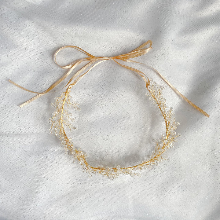 bridal headpiece boho with ribbons