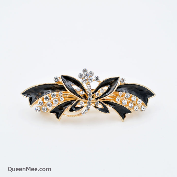 butterfly hair clip black enamel