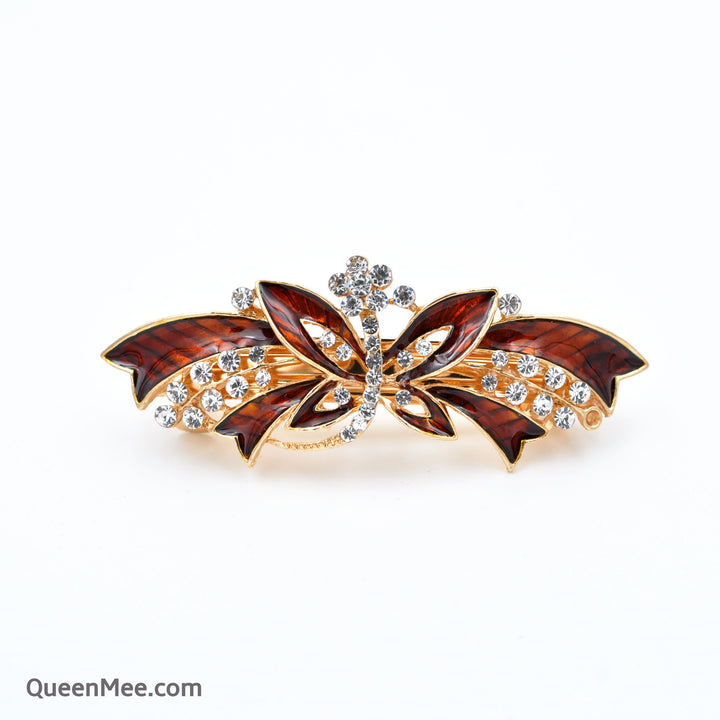 butterfly hair clip brown enamel