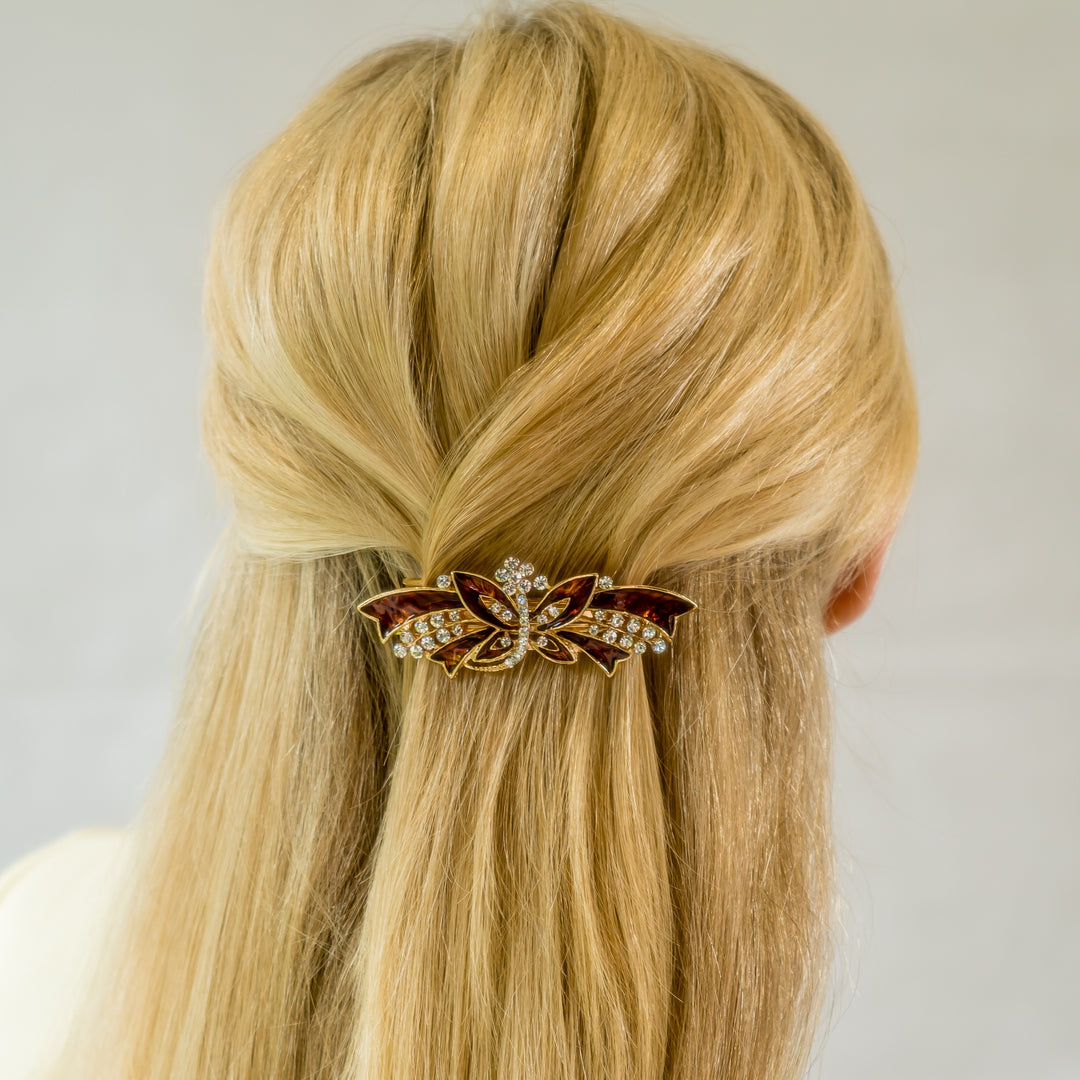 butterfly hair clip brown half up