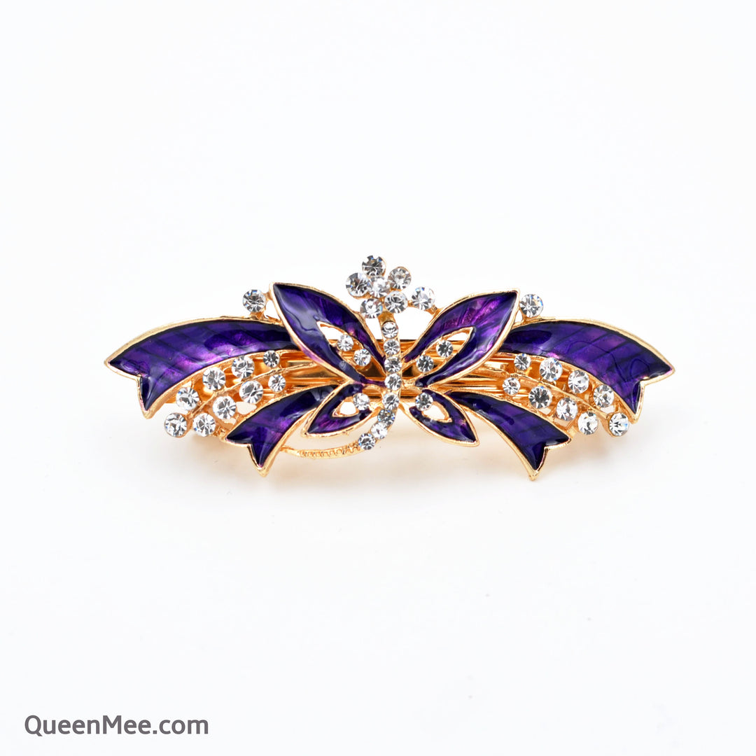 butterfly hair clip purple enamel