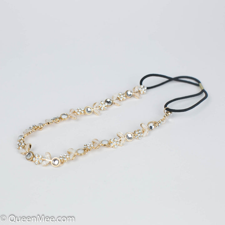 chain headband in diamante and gold