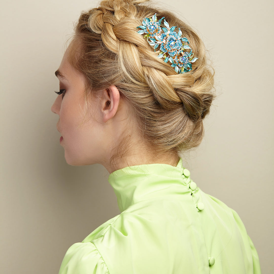 crystal hair clip with braids