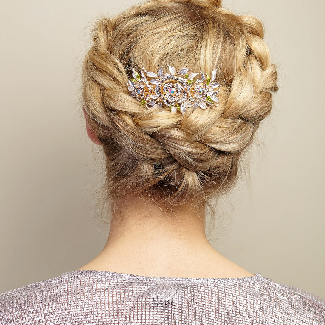 crystal hair clip with updo