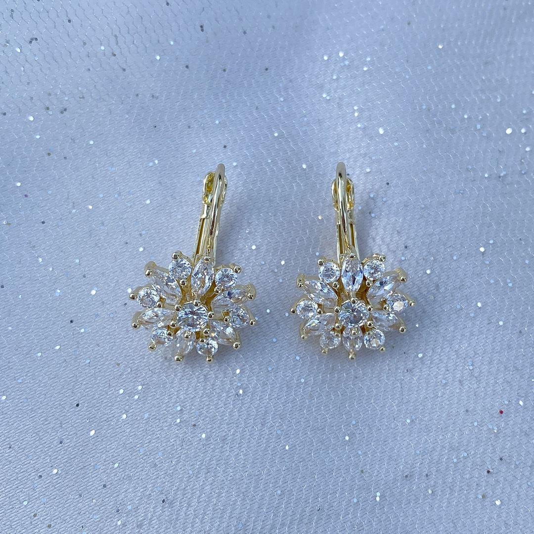 diamante earrings floral earrings gold