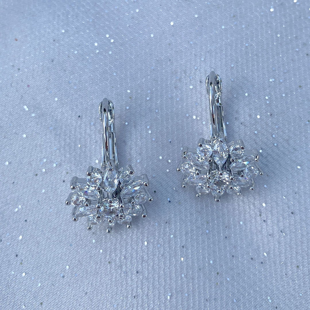 diamante earrings floral earrings silver