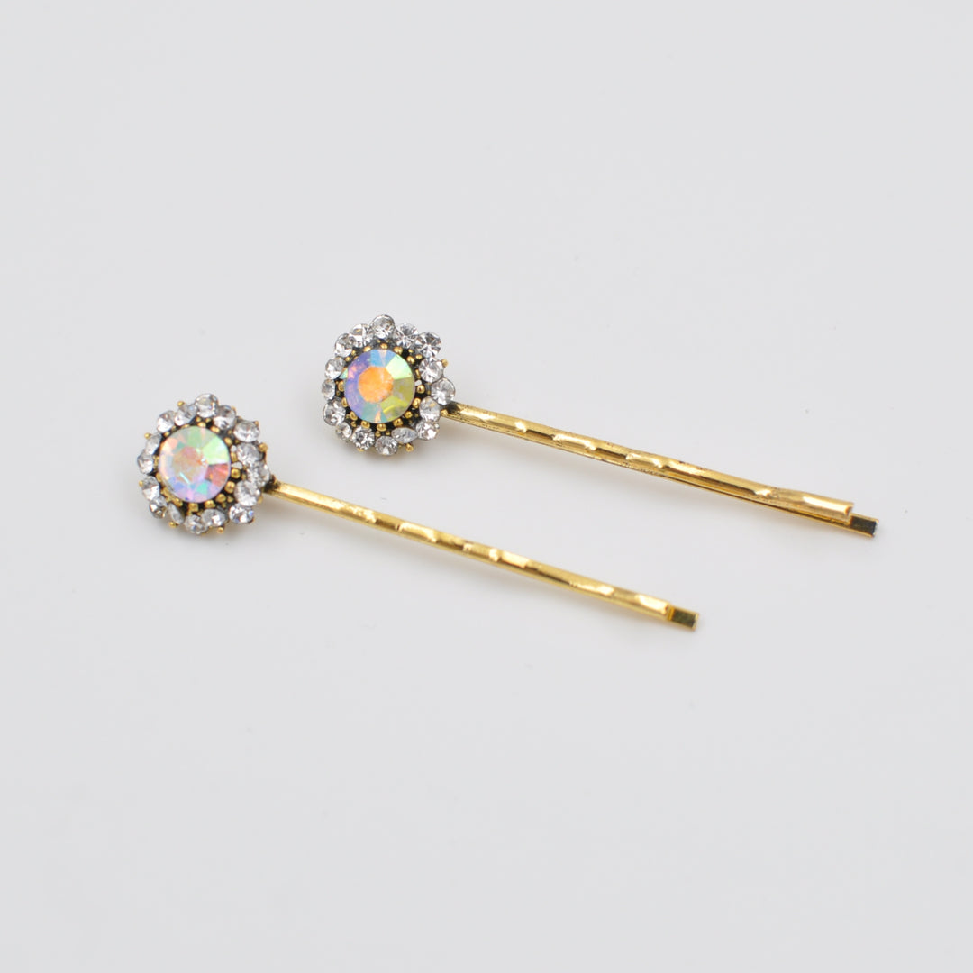 diamante hair grips gold