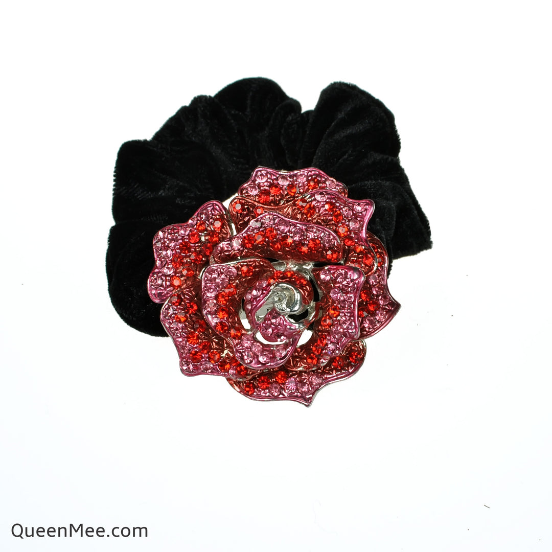 diamante scrunchie floral design rose