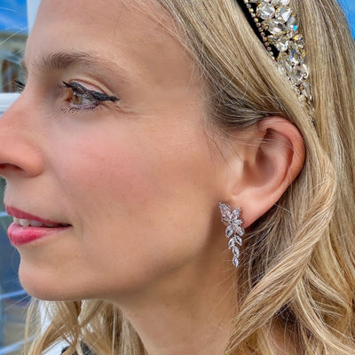 drop earrings vintage inspired floral silver wedding guest