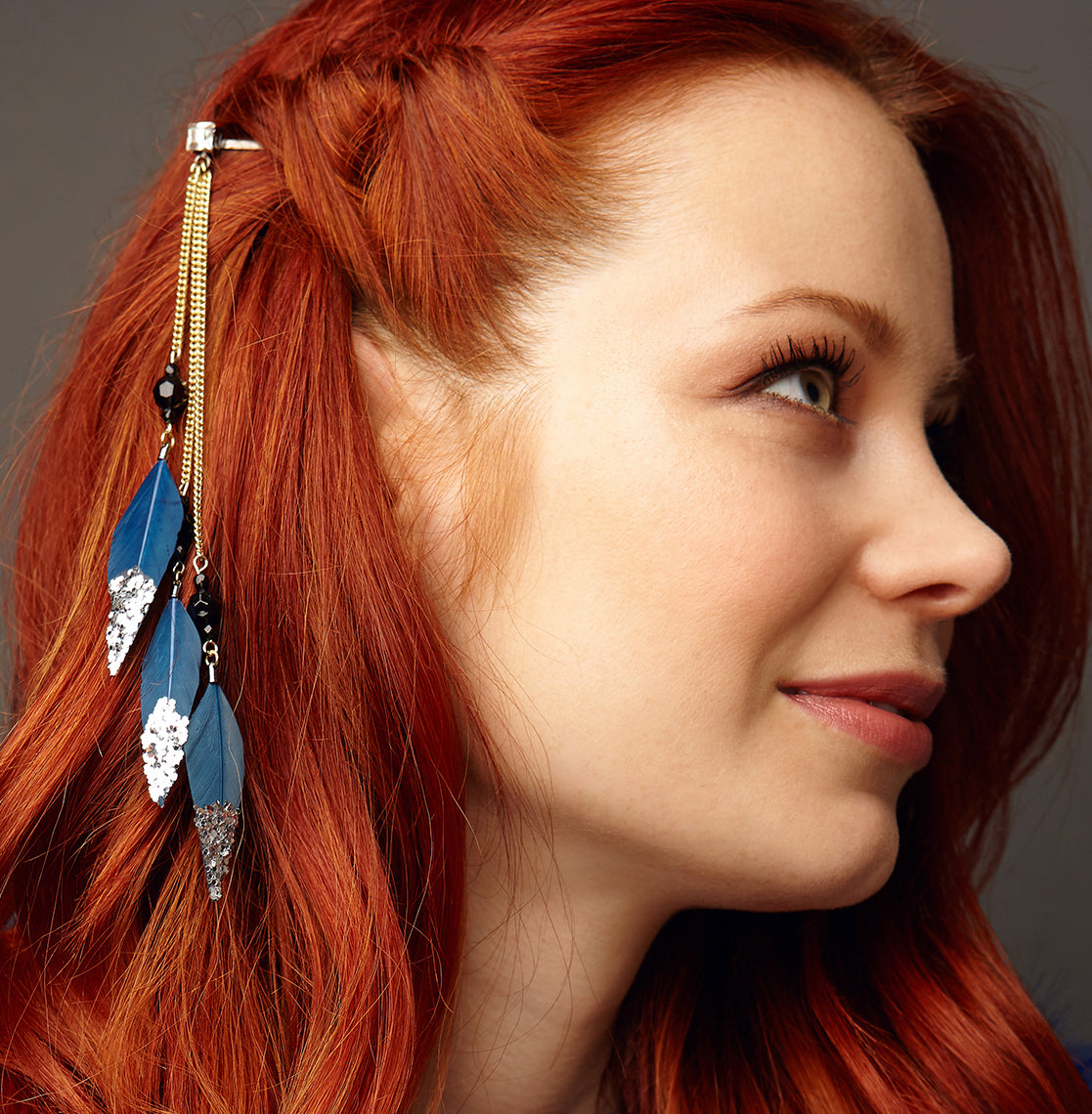 Feather Hair Clips with Glitter QueenMee Accessories