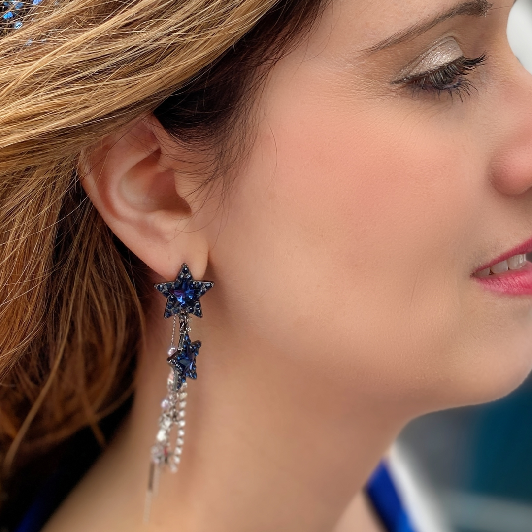 Star Earrings Navy Blue Earrings