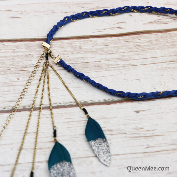 festival headband in blue with glitter