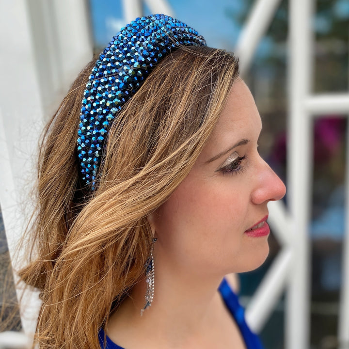 festival headband blue sparkly hair band in thick hair