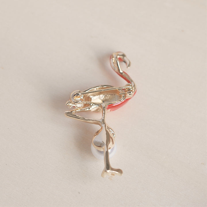 flamingo brooch in gold brooch back