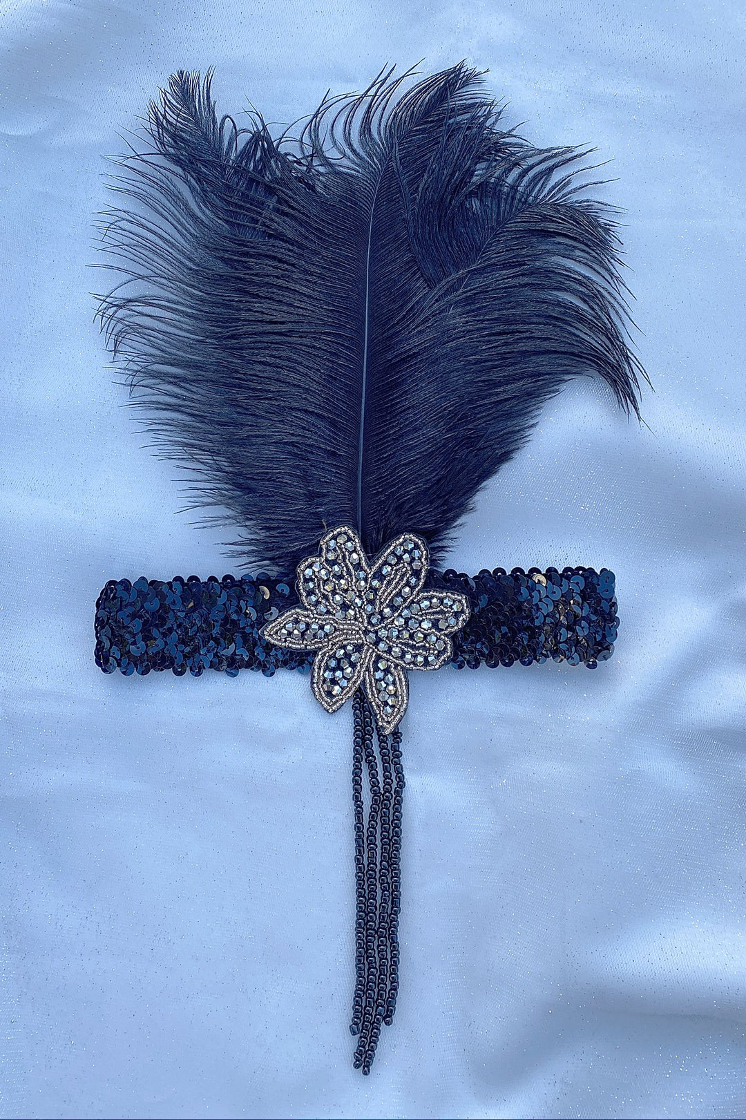 Sequin Flapper Headband - Blue or Black Sequin Flapper Headband - Blue or Black