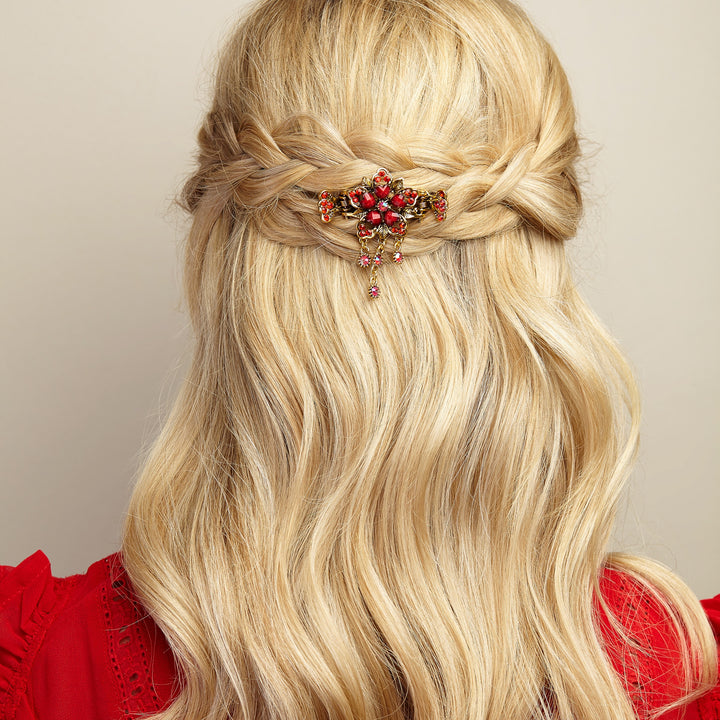 flower hair accessory in red