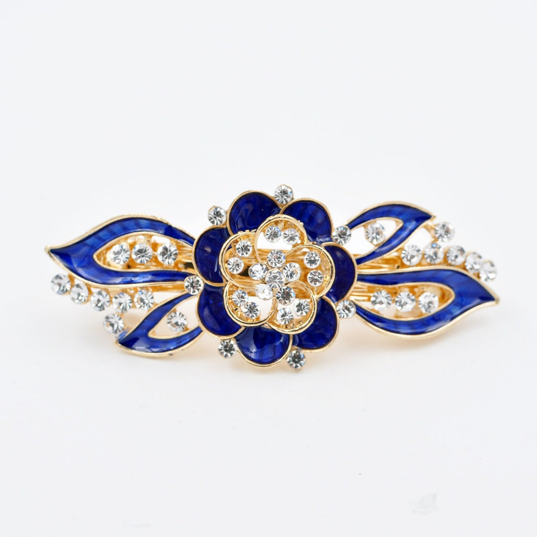 flower hair clip in blue enamel