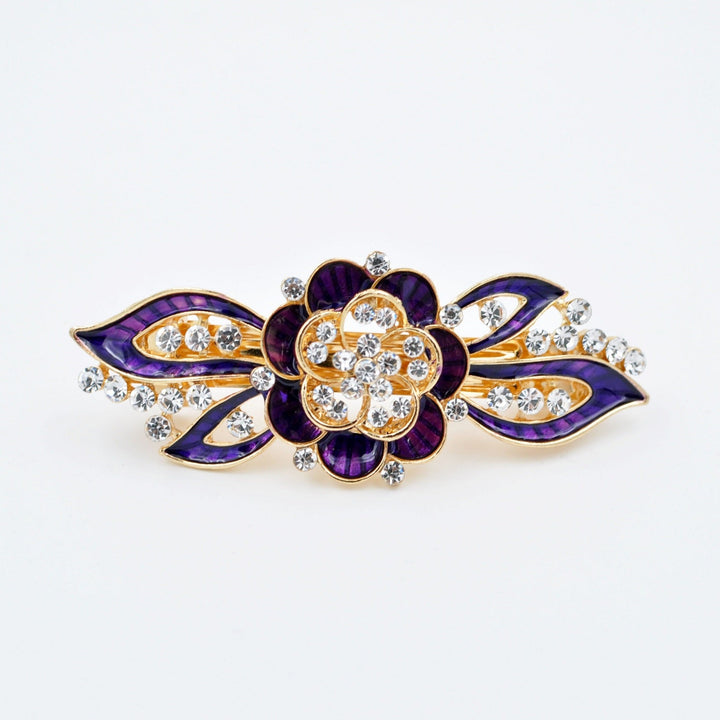 flower hair clip in purple enamel